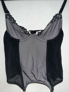 Black Mesh Corset Top