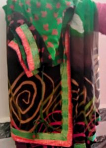 Floral Print Green Saree