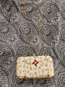 Embroidered Clutch with Chain