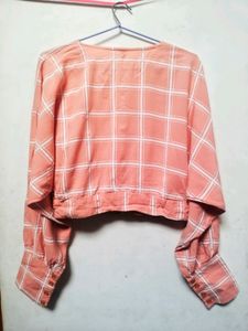 PINK BALLOON SLEEVES CROP TOP WITH BELT