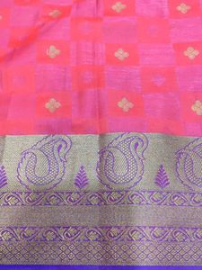 Heavy Zari Saree Pink And Blue