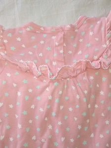 Cute Baby Girl Romper – Pink with Stars &amp; Hearts