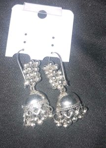 Silver Tone Jhumka Earrings