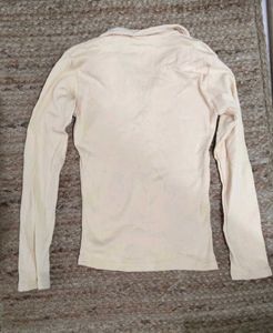 Brown Ribbed Polo Top