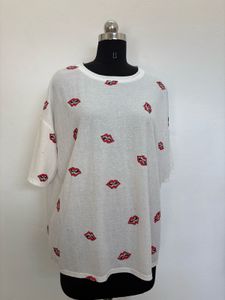 White Lips Print T-Shirt