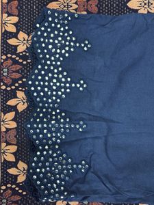 Navy Blue Embellished Leggings
