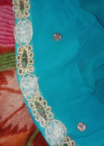 Elegant Blue Embellished Saree
