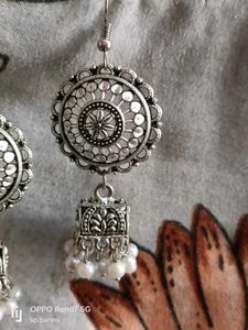 Traditional Oxidized Silver Jhumka Earrings