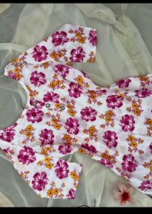 Floral Print White Kurti