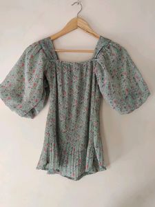 Floral Square Neck Top