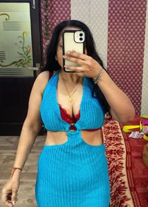 Blue Cutout Midi Dress