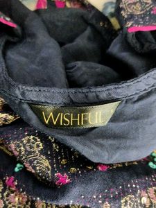 Navy Blue Floral Print Kurta (Women&#39;s)