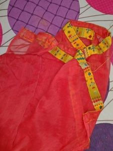 Rayon Kurta Plazo With Dupatta,Red And Yellow Mustard Mix Colour It&#39;s A Beautiful Design With Plazo .lace And Mirror Work In Kurta