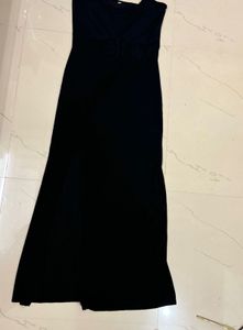 Elegant Black Maxi Dress with Sheer Corset