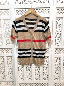 Korean Striped Knit Cardigan B