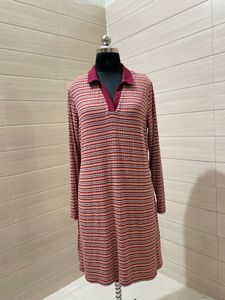 NEXT Oversized shirt Striped Long Sleeve Dress