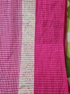 Pink Checked tant Saree