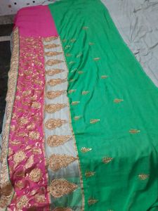 Multi Color Heavy Work Paroot Green Designer