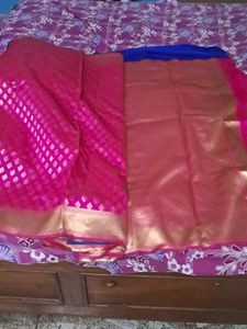 Half Hal Blue Pink Opara Silk Saree