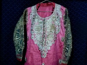 Embroidered Long Kurta &amp; Churidar Set For Women