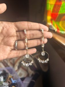 Elegant Gold Tone Circle Drop Earrings
