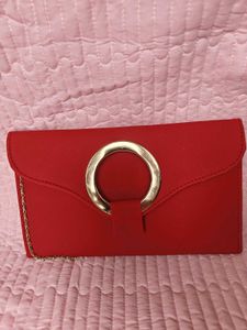 Red Clutch With Golden Chain 👜💌