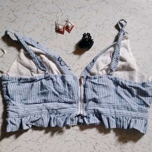 Striped Floral Embroidered Bralette