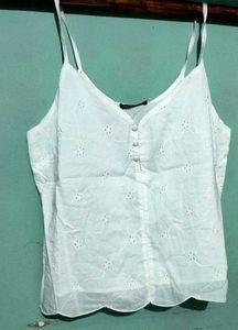 White Embroidered Tank Top