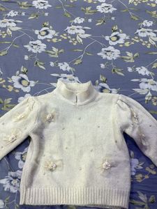 Ivory Embellished Turtleneck Sweater