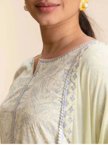 Elegant Cream Printed Kurti Plazo Set