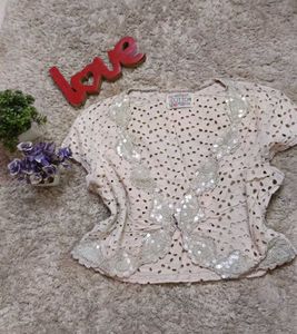 Embroidered Open Cardigan