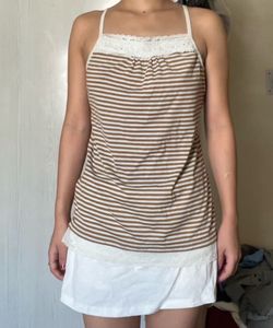 Brown And White Stripe Camisole