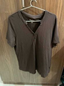 Wonder Love Brown Henley Shirt