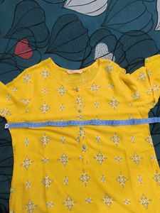 Yellow A-line Kurti.
