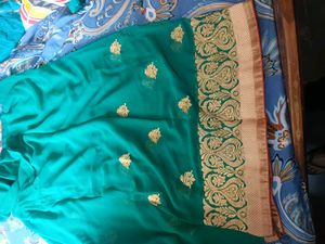 Green &amp; Gold Embroidered Saree