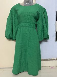 Pintrest Green Puff Sleeve Dress