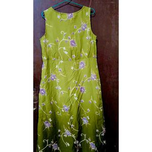 Olive Green Floral Dress