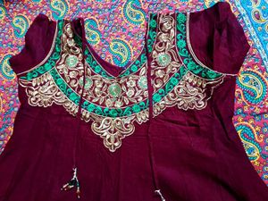 Elegant Maroon Embroidered Kurta