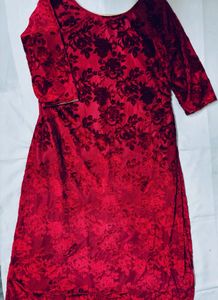 Velvet Long Straight Fit Kurti.