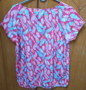 Feather Print Balloon Top