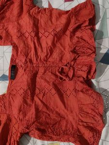 Red Embroidered Top