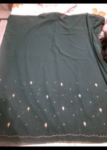 Bottle Green Zari Work 2.5 Mtr Dupatta