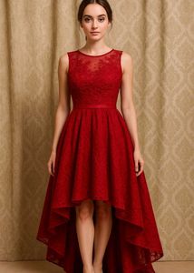 Red Lace Hi-Lo Party Dress