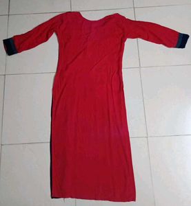 Red Embroidered Kurta