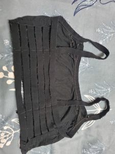 Black Bra With Back Side Multi Strips