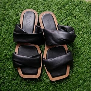 JVAM Black Leather Slides - Size [Your Siz