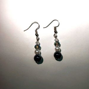 Handmade Beaded Earrings - Black