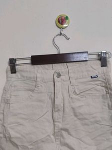 Beige Denim Mini Skirt