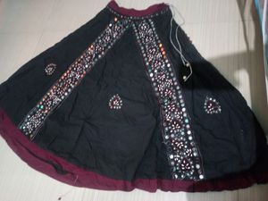 Pure Cotton Mirror Work Skirt