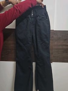 Charcoal coloured bootcut denim jean